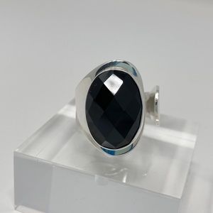 Black Onyx Ring, 925 Sterling Silver unisex